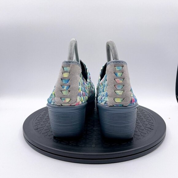 Bernie Mev 41 Blue Multi Woven Wedge Heel HALLE Mary Jane Shoe EUC! Slip On 10 - Picture 3 of 9